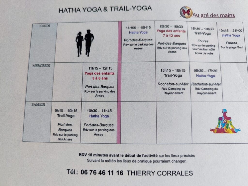 Hatha yoga & trail yoga - planning verso
