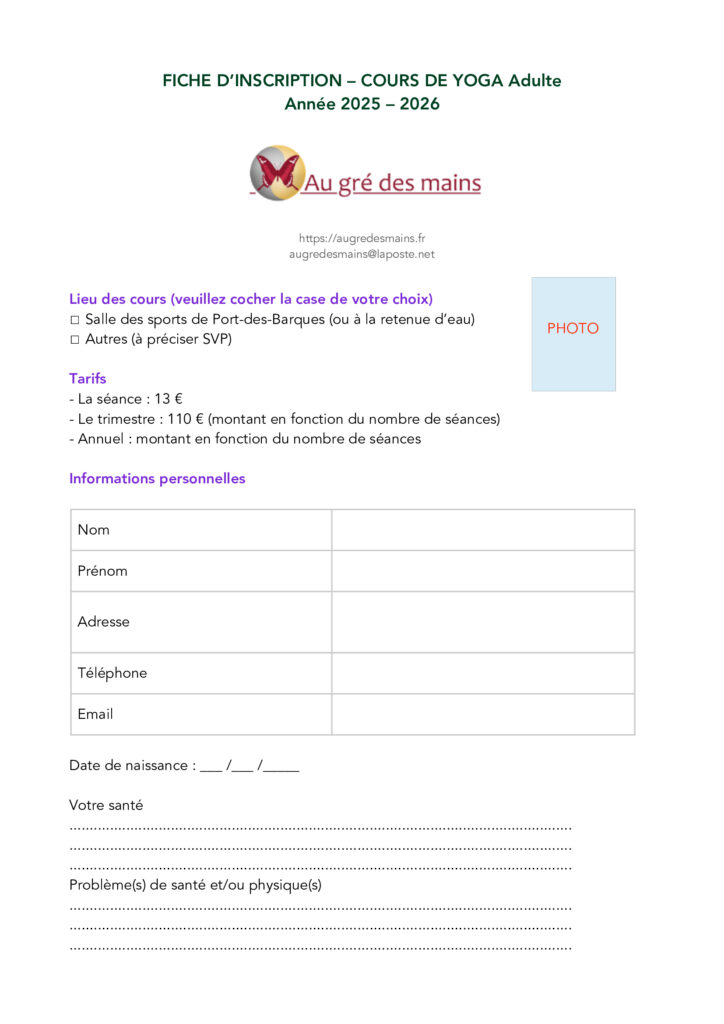 Inscription yoga adulte 1