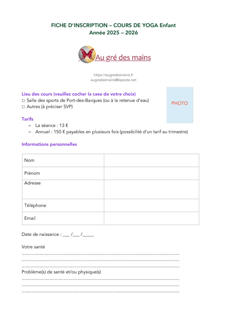 Inscription yoga enfant 1